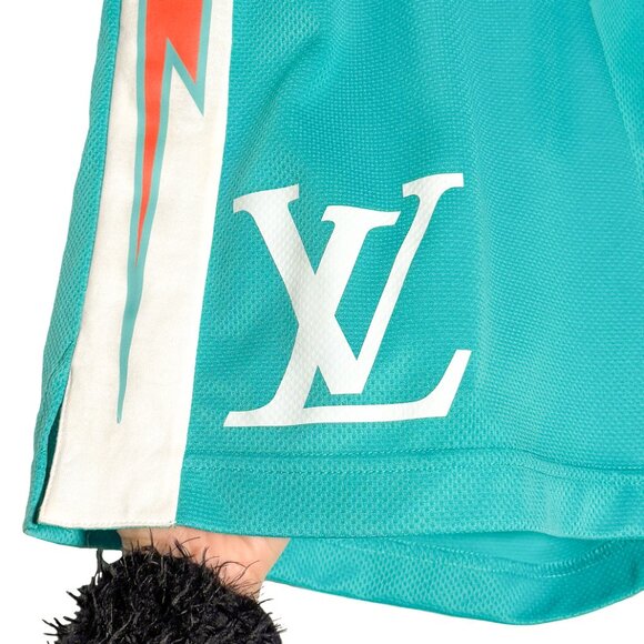 Louis Vuitton Turquoise Blue Amen Break Basketball Mesh Shorts - Picture 4 of 10